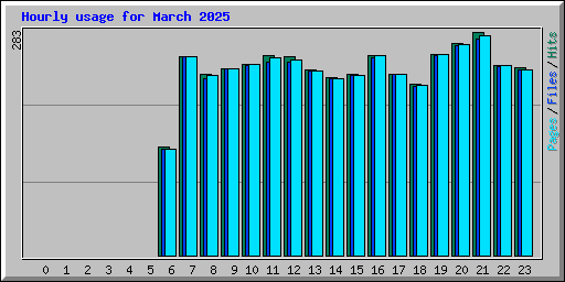 Hourly usage for March 2025